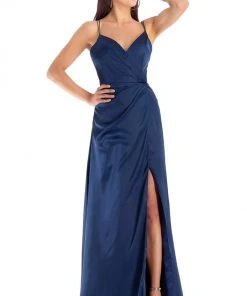 Clarisse - 8143 Pleated Surplice Bodice High Slit Gown 7 Clarisse - 8143 Pleated Surplice Bodice High Slit Gown