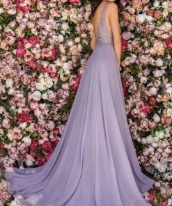 Clarisse - 8153 Beaded Floral Embroidered Chiffon Gown