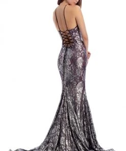 Clarisse - 8171 Embroidered Lace Halter Trumpet Dress 5 Clarisse - 8171 Embroidered Lace Halter Trumpet Dress