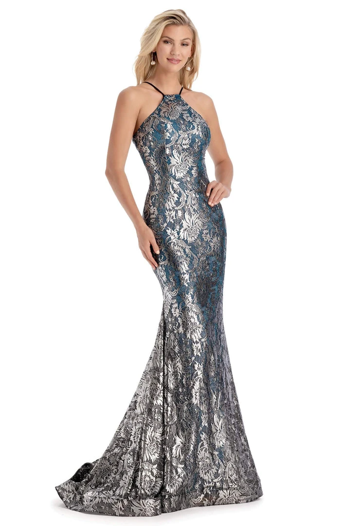 Clarisse - 8171 Embroidered Lace Halter Trumpet Dress 3 Clarisse - 8171 Embroidered Lace Halter Trumpet Dress