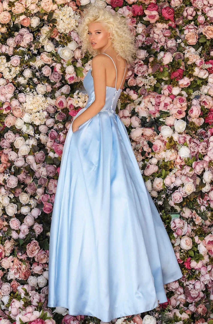 Clarisse - 8199 Mikado Plunging V-Neck Ballgown 4 Clarisse - 8199 Mikado Plunging V-Neck Ballgown