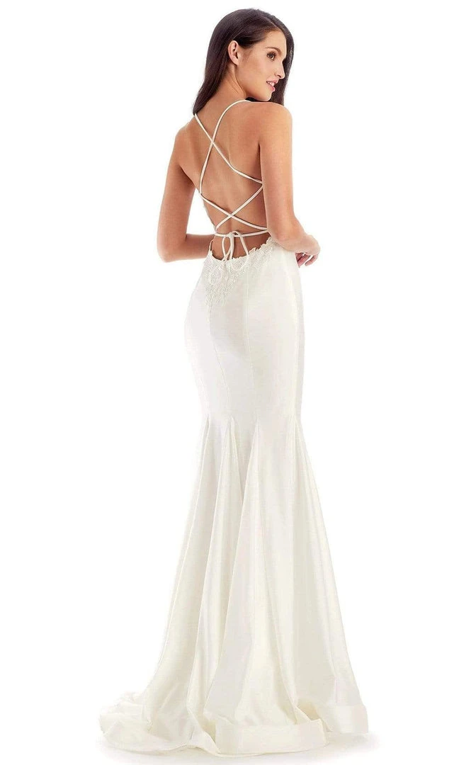 Clarisse - 8209 Embroidered V-neck Trumpet Dress 4 Clarisse - 8209 Embroidered V-neck Trumpet Dress