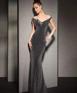 Clarisse - M6139 Mock Off-Shoulder Evening Gown