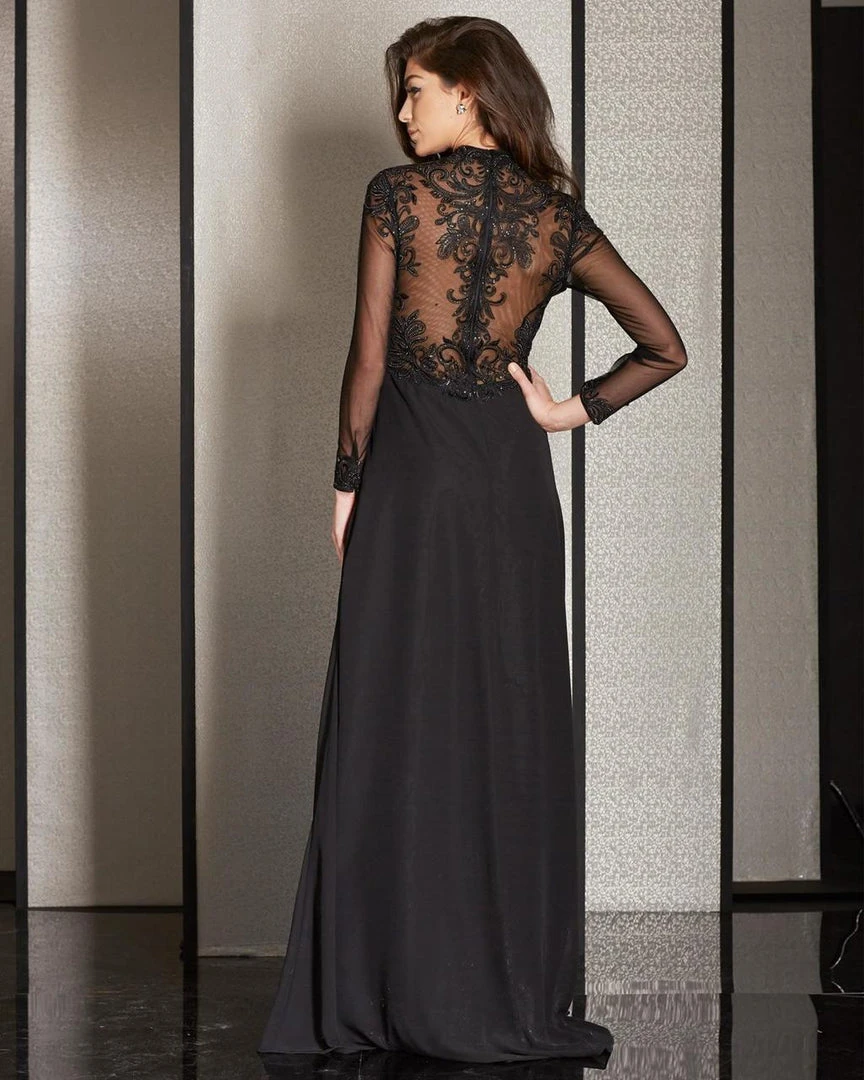 Clarisse - M6212 Embroidered Illusion Long Sleeve Gown 4 Clarisse - M6212 Embroidered Illusion Long Sleeve Gown