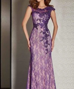 Clarisse - M6236 Sheer Lace Applique Evening Gown