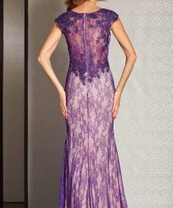 Clarisse - M6236 Sheer Lace Applique Evening Gown