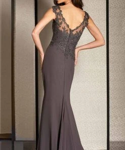 Clarisse - M6240 Applique Illusion Bateau Dress