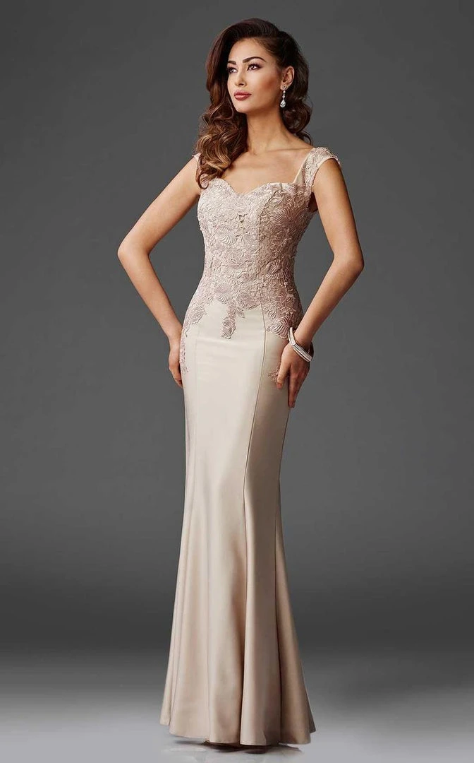 Clarisse - M6416 Intricate Floral Applique Sheath Gown 3 Clarisse - M6416 Intricate Floral Applique Sheath Gown