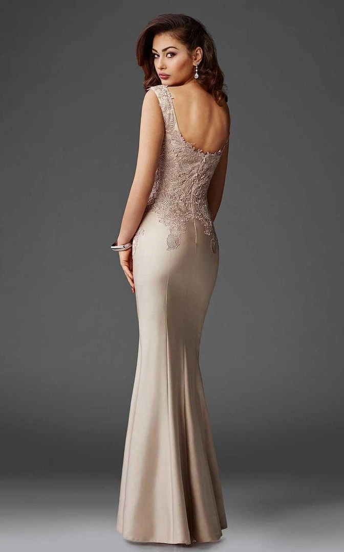 Clarisse - M6416 Intricate Floral Applique Sheath Gown 4 Clarisse - M6416 Intricate Floral Applique Sheath Gown