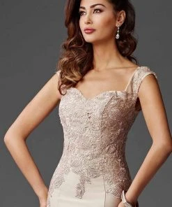 Clarisse - M6416 Intricate Floral Applique Sheath Gown 8 Clarisse - M6416 Intricate Floral Applique Sheath Gown