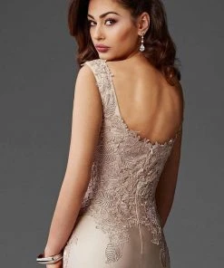 Clarisse - M6416 Intricate Floral Applique Sheath Gown 9 Clarisse - M6416 Intricate Floral Applique Sheath Gown