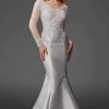Clarisse - M6436 Embellished V-neck Trumpet Dress