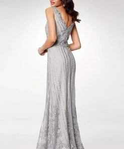 Clarisse - M6501 Adorned Lace Applique Long Sheath Gown