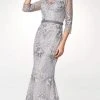 Clarisse - M6502 Quarter Sleeve Lace Appliqued Mesh Trumpet Gown 1 Clarisse - M6502 Quarter Sleeve Lace Appliqued Mesh Trumpet Gown