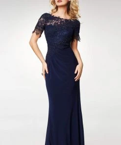 Clarisse - M6517 Lace Illusion Bateau Chiffon Trumpet Dress