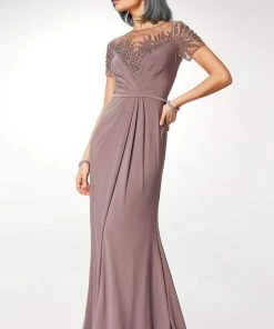 Clarisse - M6532 Illusion Neckline Gleaming Embellished Gown