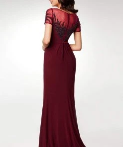 Clarisse - M6532 Illusion Neckline Gleaming Embellished Gown
