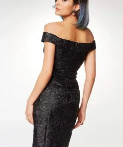 Clarisse - M6561 Beaded Brocade Off-Shoulder Tulip Dress