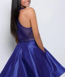 Clarisse - S3753 High Halter A-Line Cocktail Dress