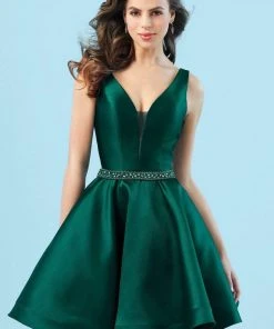 Clarisse - S7019 Glossy Mikado Sleeveless V Neck Cocktail Dress 8 Clarisse - S7019 Glossy Mikado Sleeveless V Neck Cocktail Dress