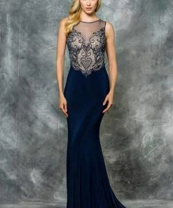 Colors Dress - 1710-1 Sleeveless Jersey Evening Gown