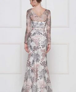 Colors Dress - 1830SL Lace Sheath Long Sleeve Gown With Overskirt 17 Colors Dress - 1830SL Lace Sheath Long Sleeve Gown With Overskirt