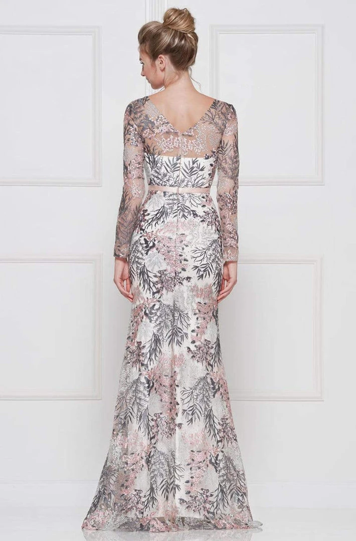 Colors Dress - 1830SL Lace Sheath Long Sleeve Gown With Overskirt 8 Colors Dress - 1830SL Lace Sheath Long Sleeve Gown With Overskirt