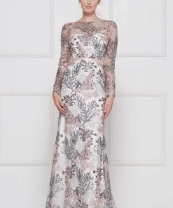 Colors Dress - 1830SL Lace Sheath Long Sleeve Gown With Overskirt 16 Colors Dress - 1830SL Lace Sheath Long Sleeve Gown With Overskirt