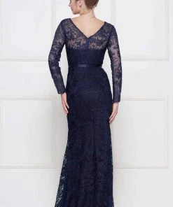 Colors Dress - 1830SL Lace Sheath Long Sleeve Gown With Overskirt 21 Colors Dress - 1830SL Lace Sheath Long Sleeve Gown With Overskirt