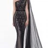 Colors Dress - 2058 Embellished One Shoulder Trumpet Dress