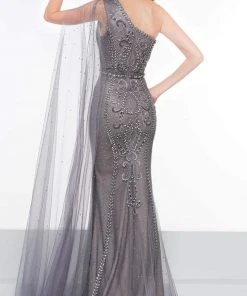 Colors Dress - 2058 Embellished One Shoulder Trumpet Dress