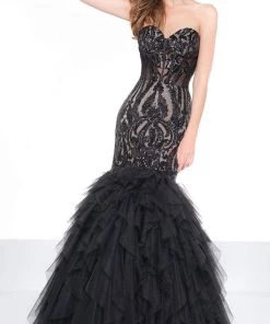 Colors Dress - 2067 Sequined Illusion Corset Tiered Gown