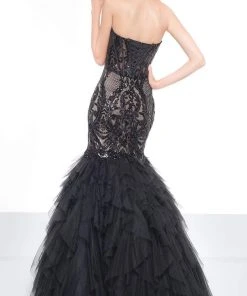 Colors Dress - 2067 Sequined Illusion Corset Tiered Gown