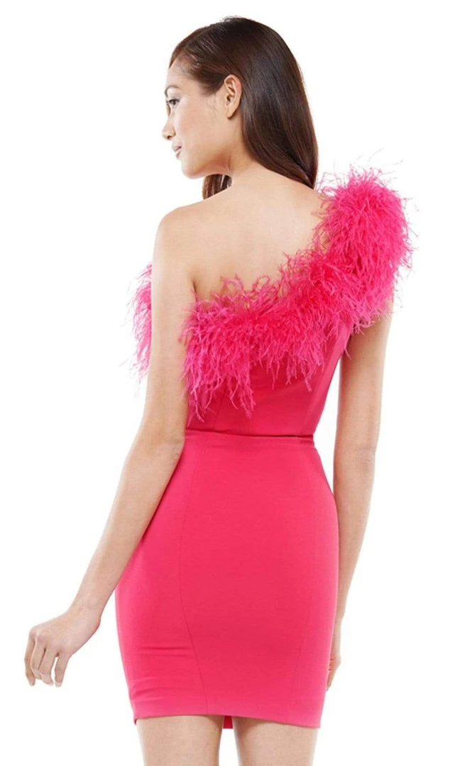 Colors Dress - 2404 Feather Ornate One Shoulder Dress 5 Colors Dress - 2404 Feather Ornate One Shoulder Dress