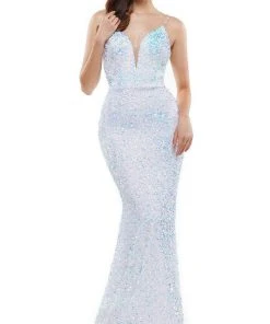 Colors Dress - 2459 Sequin Plunging Sweetheart Mermaid Dress