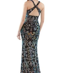 Colors Dress - 2520 Sequin V Neck Sheath Dress