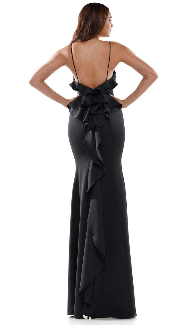 Colors Dress - 2646 Sweetheart Bodice Ruffle Trim High Slit Gown 4 Colors Dress - 2646 Sweetheart Bodice Ruffle Trim High Slit Gown