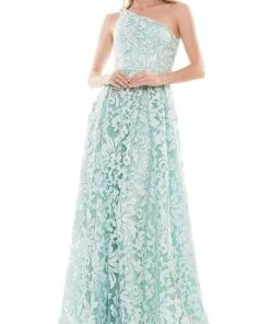 Colors Dress - 2657 One Shoulder Lace A-Line Gown