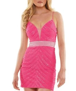 Colors Dress 2831 - Beaded Waistband Cocktail Dress