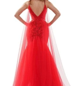 Colors Dress - G962 Shoulder Cape Mermaid Gown