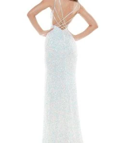 Colors Dress K101 - Shimmering V-neck Long Dress 9 Colors Dress K101 - Shimmering V-neck Long Dress