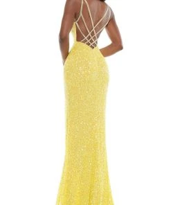 Colors Dress K101 - Shimmering V-neck Long Dress 13 Colors Dress K101 - Shimmering V-neck Long Dress