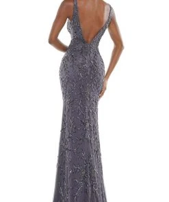 Colors Dress - K102 V-Neck Beaded Embellished Dress