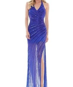 Colors Dress - K125 Embellished Allover See Through Gown