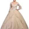 Dancing Queen - 1247 Sheer Trumpet Sleeve Wide V-neck Quinceanera Ballgown 1 Dancing Queen - 1247 Sheer Trumpet Sleeve Wide V-neck Quinceanera Ballgown