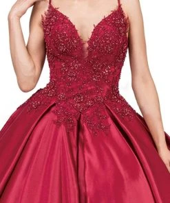 Dancing Queen - 1339 Beaded Floral Appliqued Sleek Ballgown