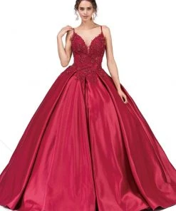 Dancing Queen - 1339 Beaded Floral Appliqued Sleek Ballgown