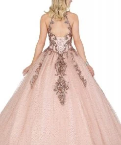 Dancing Queen - 1437 Glitter Embellished V-Neck Quinceanera Gown