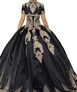 Dancing Queen - 1494 Sweetheart Neck Gold Applique Ballgown