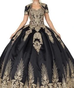 Dancing Queen - 1494 Sweetheart Neck Gold Applique Ballgown